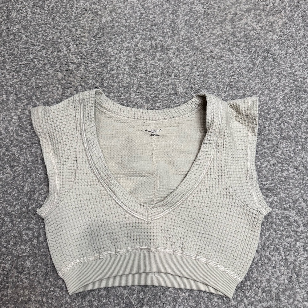 Women's Cream Knit Crop Top - waffle - final sale